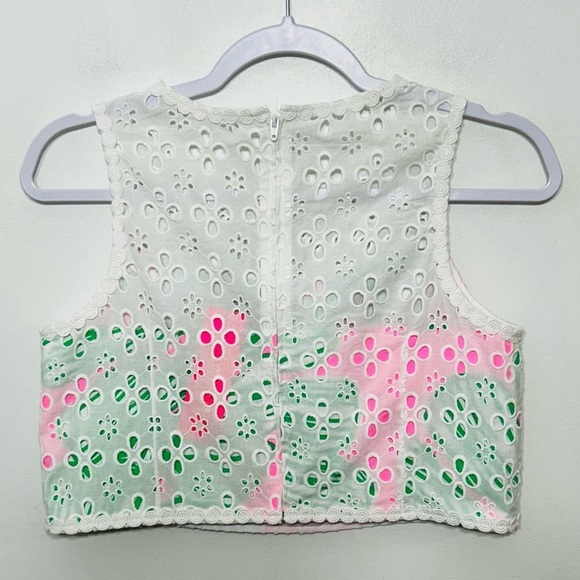New! Lilly Pulitzer Gabriella Eyelet Lace Tropical Floral Top - Picture 2 of 11